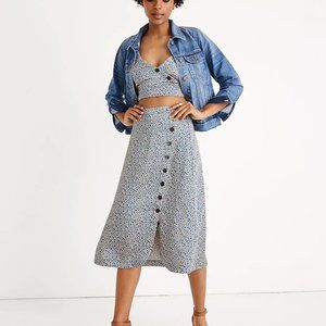 NWT Madewell Side-Button Midi Skirt in Bitsy Floral